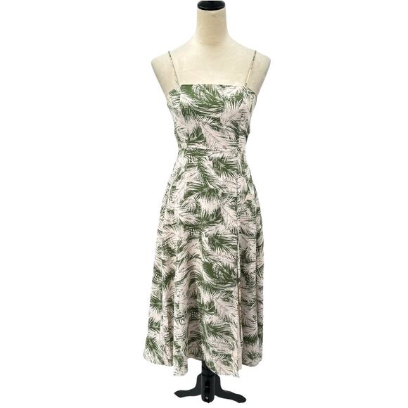 Lulu's Leaves in the Breeze Green Leaf Print Backless Smocked Strappy Midi Dress - Picture 3 of 13